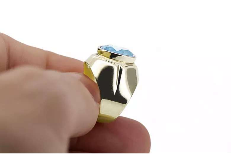 14k žlté zlato Akvamarín  Vintage style vrc296y